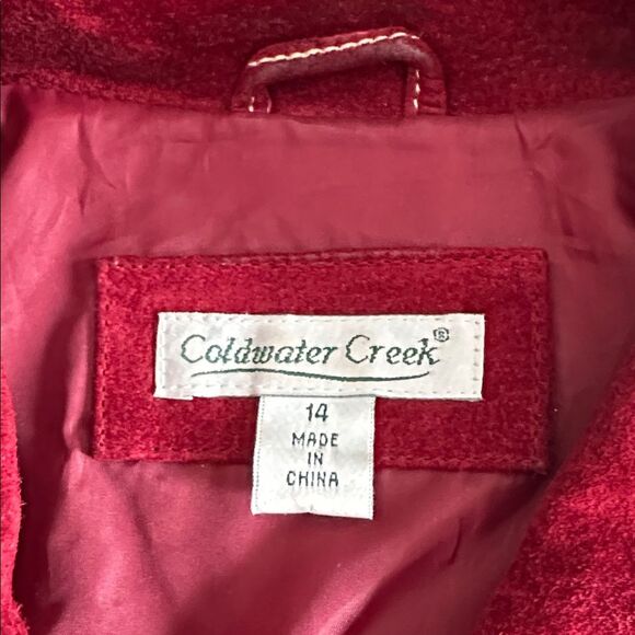 Coldwater Creek Red Leather & Knit Jacket Women’s 14 Zip Front Suede Wool Blend - Picture 15 of 15